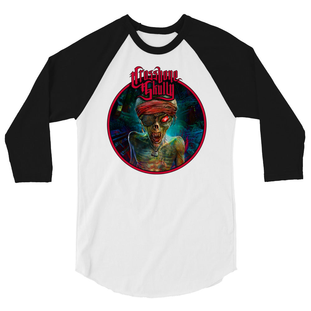 Skully Evil World Machine Bot 3/4 Sleeve T-Shirt